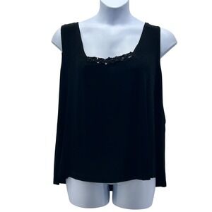 Slinky‎ Brand Embellished Tank Top Black 3X